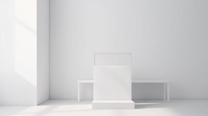 Minimalist White Podium in Bright Interior Space