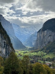 Naklejka premium Lauterbrunnen Valley, Switzerland, Swiss Alps, Bernese Oberland, Jungfrau region, European Alps, alpine village, Swiss landscape, Interlaken region