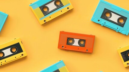 Fototapeta premium Vintage Cassette Tapes on Bright Background