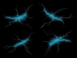A series of four images of lightning bolts