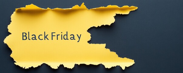 A torn yellow paper reveals the words "Black Friday," symbolizing sales and shopping events during this retail holiday.