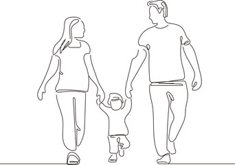 家族　子供　人物　線画　ライン　手描き　シンプル　イラスト