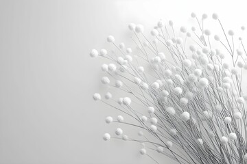 A delicate arrangement of white flowers against a soft, light background, creating a serene and elegant aesthetic.