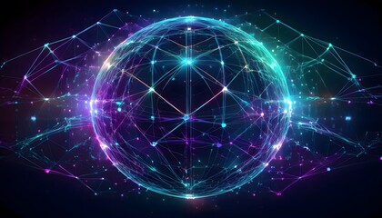 abstract sphere of interconnected data points and lines representing a high-tech global network