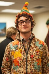 Obraz premium The office holds a costume contest with a New Year’s Eve theme. Employees dress up in their most creative