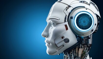 Futuristic Robot Head with Advanced Mechanical and AI Details