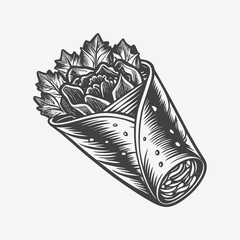 Veggie Wrap Silhouette Vector Illustration Isolated On White Background