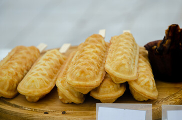 Sweet and fresh dessert on display for sale