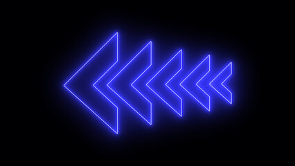 Naklejka premium Neon Glowing Arrow Icon: left side indicator arrow. Radiant Light Effects, Perfect for Modern UI, Web Graphics, Directional Indicators, and Futuristic Themes - High-Resolution Visual Asset