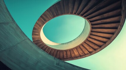 Fototapeta premium Surreal photography of an endless staircase spiraling into the sky