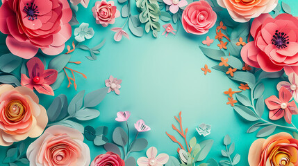 happy mother day frame card with flowers background