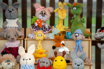 Handmade decorative soft knitted toys