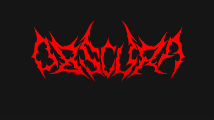 Obscura vector typography with intense red on black, exuding a horror and metal vibe