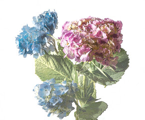 あじさいの花　赤と青