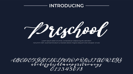 Preschool Font Stylish brush painted an uppercase vector letters, alphabet, typeface