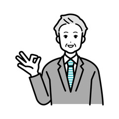 Illustration of a male businessperson posing OK.
