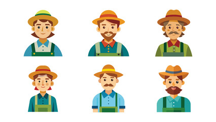 vector illustration of a farmer charachter on a white background. farmer cartoon profile avatar illustration 