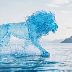 Obraz premium Water Lion Walking on Water