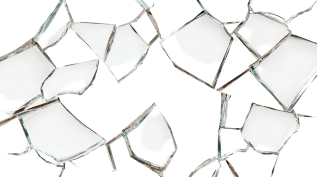Shattered glass pieces create intriguing patterns for visual storytelling