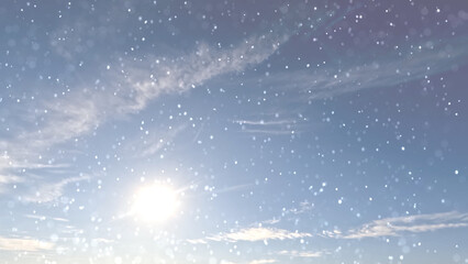 pretty fall of snow on clouds on sky bg - photo of nature