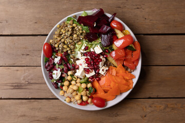 Orient oriental turkish salad with vegetables served on plate 