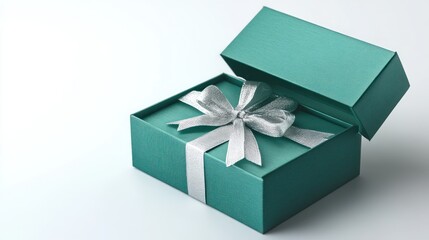 Teal Gift Box with Silver Ribbon