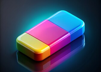 3D Eraser Icon for UI Design, Posters, Banners, and Social Media Posts - Modern and Colorful Rendered Image for Creative Projects and Digital Applications