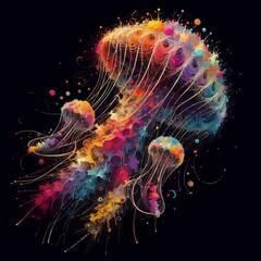 Fototapeta premium Jellyfish. Abstract graphic illustration of jellyfish in vector. JPEG version. 