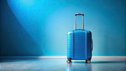 Obraz premium Modern Blue Trolley Travel Bag on a Clean Background â€“ Ideal for Travel, Luggage, and Adventure Photography