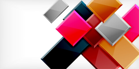 Glass toy style square shapes abstract design. Vector Illustration For Wallpaper, Banner, Background, Card, Book Illustration, landing page