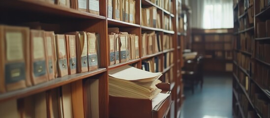 Fototapeta premium Vintage Library Bookshelves