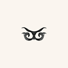 Kazakh national ornament. Vector ethnic handdrawn ink isolated on beige background. Asian floral abstract nauryz element of the national pattern for logo, poster, icon, decoration, greetings, art.