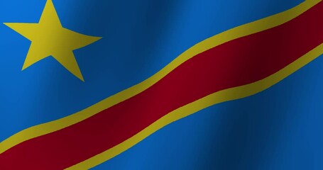 The Vibrant Flag of the Democratic Republic of the Congo Waves Proudly.