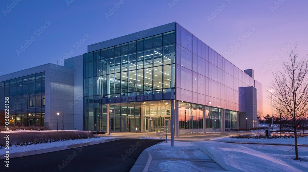 Aufkleber chronic disease research facility showcases minimal architecture with innovative design and function