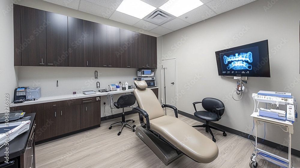 Poster modern diagnostic testing center enhances patient experience with advanced medical aesthetics and te
