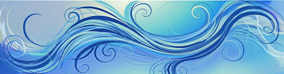 colorful horizontal banner. elegant curvy swirl waves background design with light blue, sky blue and pale turquoise color