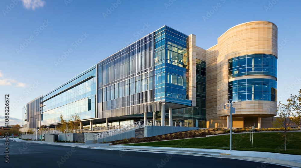 Poster modern architecture elevates environmental health assessment facilities with innovative design and s
