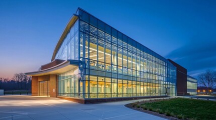 Obraz premium Explore the innovative design of a modern environmental health facility showcasing sustainable architecture and contemporary aesthetics