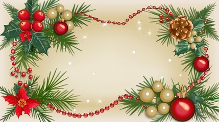  "A Magical Christmas Card Design: Festive Decorations Adorning the Page, Inviting You to Fill the Blank Space with Your Warm Wishes and Memories"