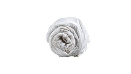 Beautifully Textured White Cotton Fabric Rolled in Spiral with Wrinkles - Ideal for Soft Backgrounds