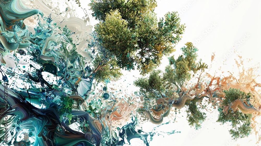 Aufkleber artists create stunning environmental impact visualization in abstract art style to inspire conserva