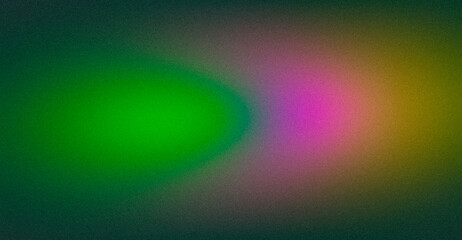 Vibrant color grainy gradient background. Abstract black pink orange green color noisy gradient, color flow shaped, vibrant, glowing, noise texture, website header, poster, banner