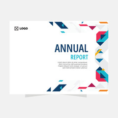 Creative Annual Report Layout with Dynamic Triangle Accents