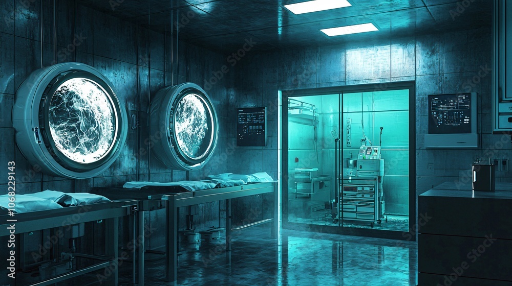 Poster explore the advanced infection control system in a high-tech medical environment for enhanced patien