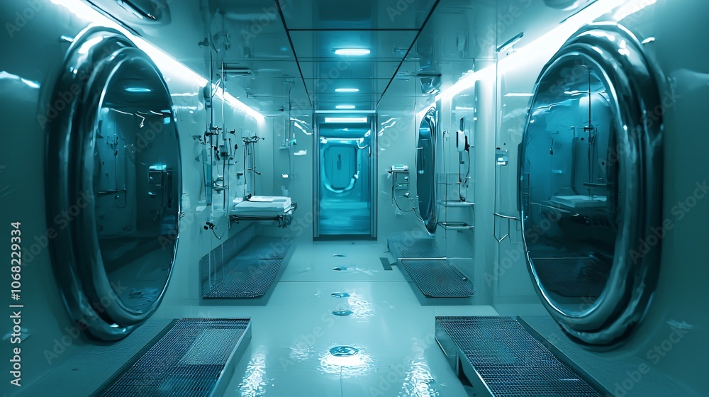 Aufkleber explore the innovative design of a high-tech infection prevention facility showcasing modern aesthet