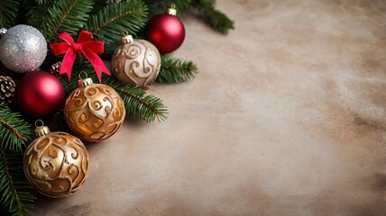 christmas decoration on festive background with copy space for celebration messages