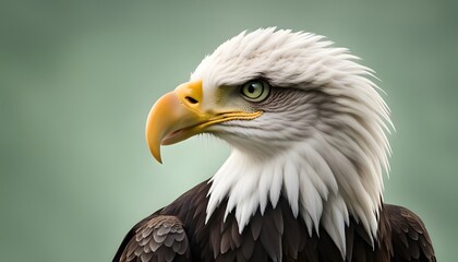 Fototapeta premium Bald Eagle Portrait with a Green Background.