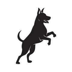 Vector black silhouette of a dog isolated on a white background