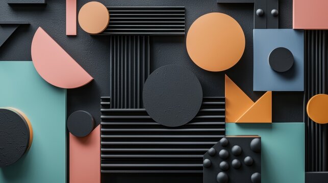 A colorful abstract design made of squares and circles