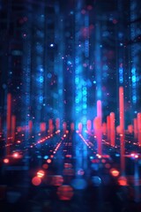 Abstract Cityscape with Red and Blue Lights